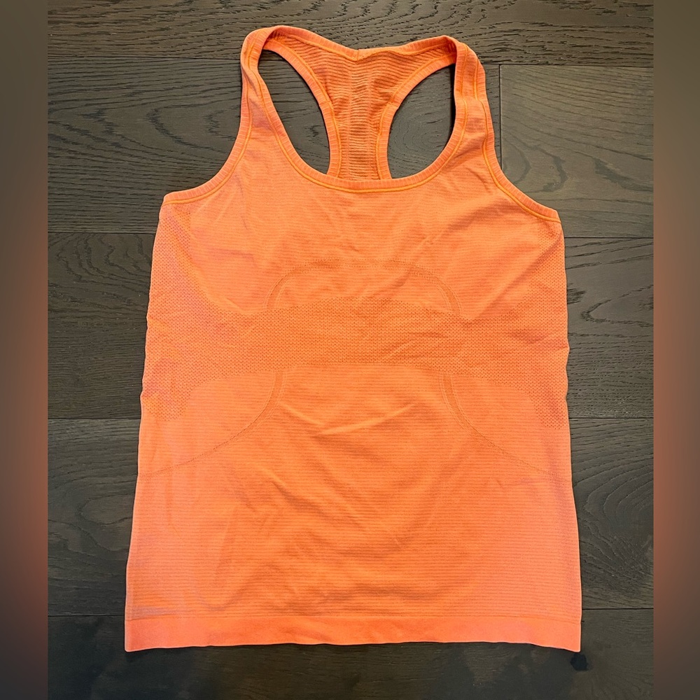 Lululemon orange swiftly tank top sz 10 EUC worn once